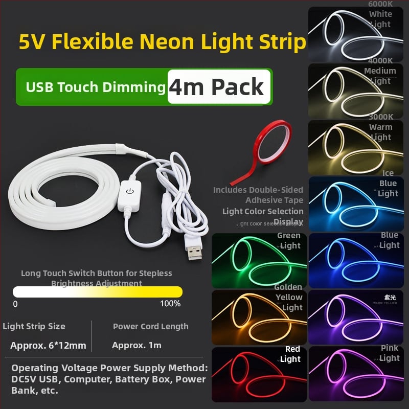 USB-üzemű LED-szalag, 5V bemenet, 6 W/m, 2835 LED-ek, Sanan Optoelectronics, emberi testérzékelővel történő vezérlés