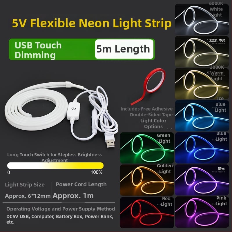 USB-üzemű LED-szalag, 5V bemenet, 6 W/m, 2835 LED-ek, Sanan Optoelectronics, emberi testérzékelővel történő vezérlés