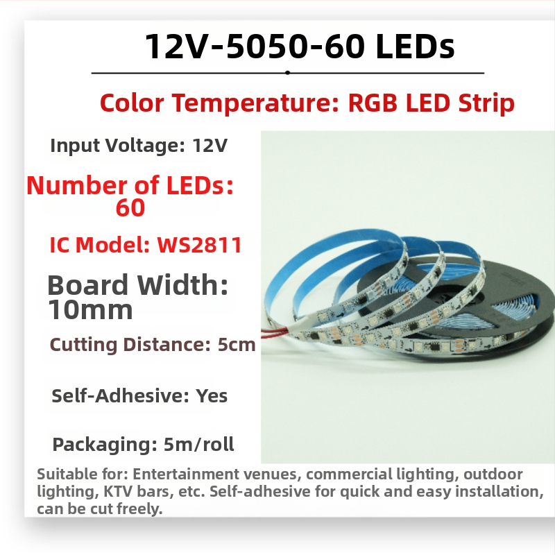 RGB Magic vízálló LED-sáv kültéri használatra, 12–24V, 5050 LED-ek, 30/60/72/84/96 LED-darab, Dimmelhető