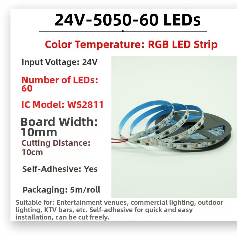 RGB Magic vízálló LED-sáv kültéri használatra, 12–24V, 5050 LED-ek, 30/60/72/84/96 LED-darab, Dimmelhető