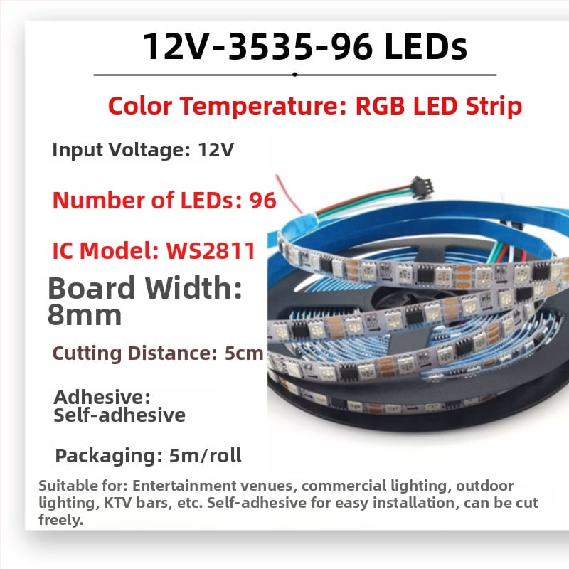 RGB Magic vízálló LED-sáv kültéri használatra, 12–24V, 5050 LED-ek, 30/60/72/84/96 LED-darab, Dimmelhető