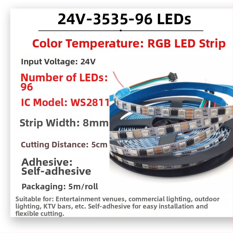 RGB Magic vízálló LED-sáv kültéri használatra, 12–24V, 5050 LED-ek, 30/60/72/84/96 LED-darab, Dimmelhető