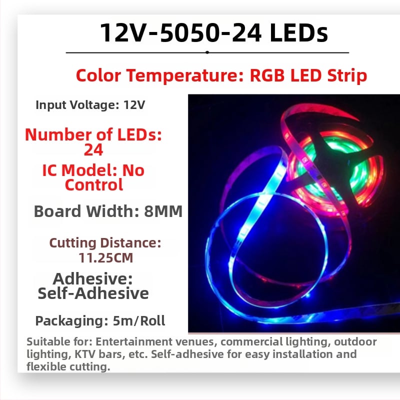RGB Magic vízálló LED-sáv kültéri használatra, 12–24V, 5050 LED-ek, 30/60/72/84/96 LED-darab, Dimmelhető