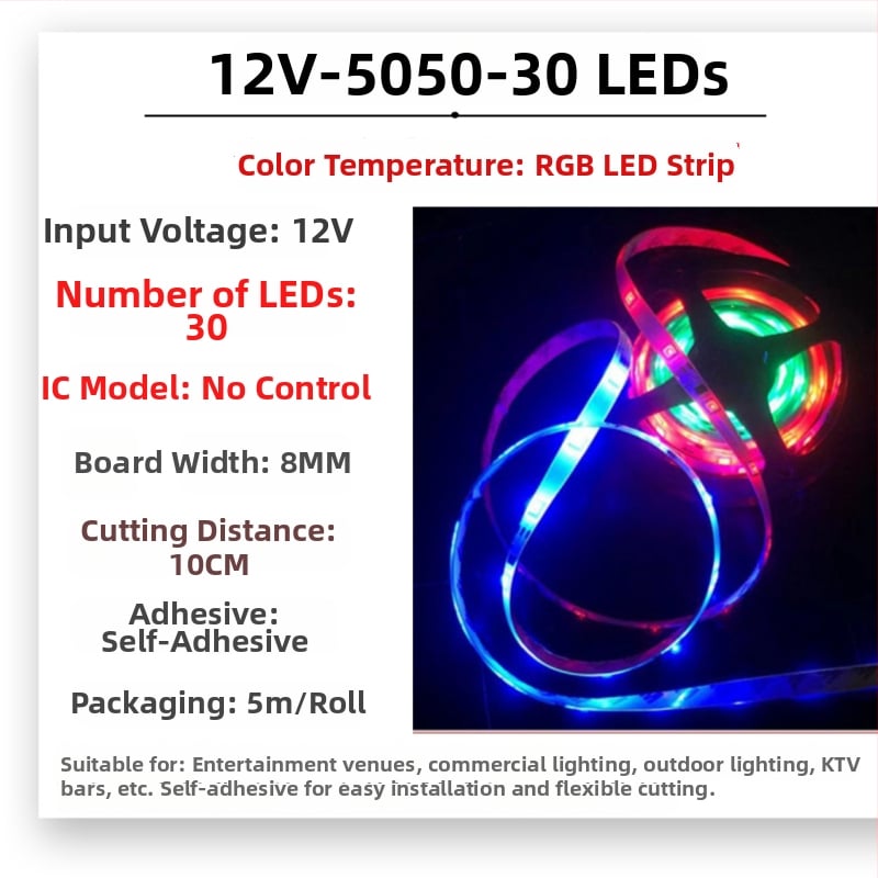 RGB Magic vízálló LED-sáv kültéri használatra, 12–24V, 5050 LED-ek, 30/60/72/84/96 LED-darab, Dimmelhető