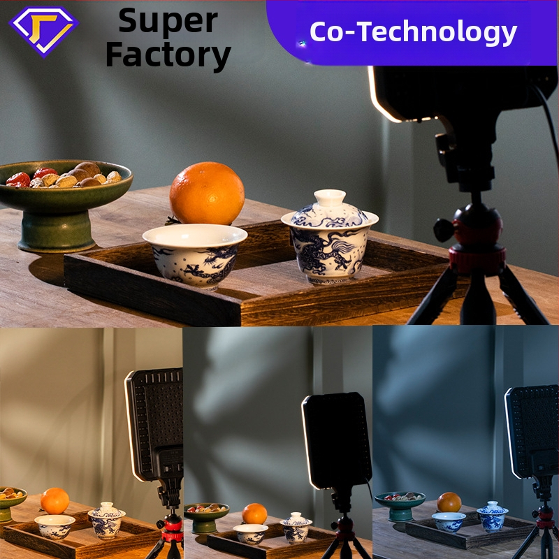 YUGONG RL16 LED šviesos apšvietimas tiesioginėms transliacijoms ir fotografavimui su stovu, daugiažingsnis šviesos reguliavimas, galia 80/40/40 W, 220V