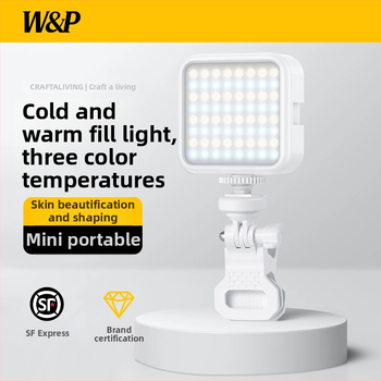 LED papildomas apšvietimas LA101 - 7W, 5V, šilta šviesa 2700-3500K, trys spalvų temperatūros, nešiojamas mobiliųjų telefonų fotografijai