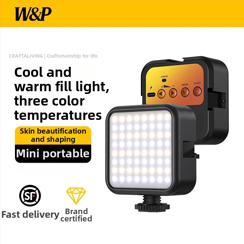 LED papildomas apšvietimas LA101 - 7W, 5V, šilta šviesa 2700-3500K, trys spalvų temperatūros, nešiojamas mobiliųjų telefonų fotografijai