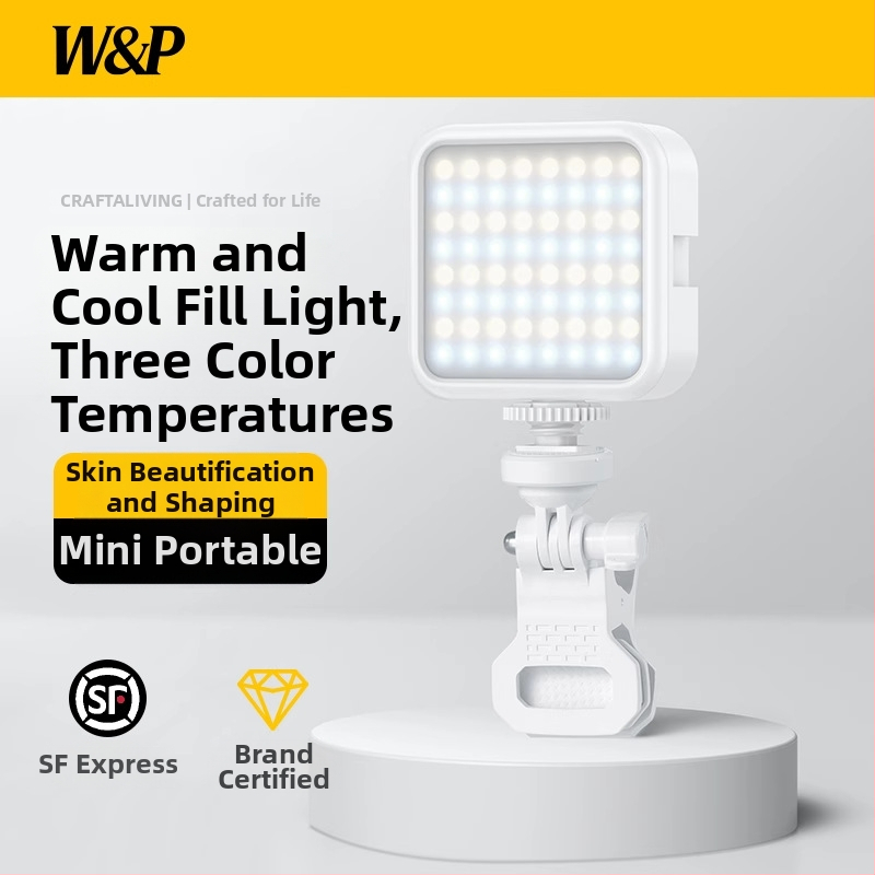 LED papildomas apšvietimas LA101 - 7W, 5V, šilta šviesa 2700-3500K, trys spalvų temperatūros, nešiojamas mobiliųjų telefonų fotografijai