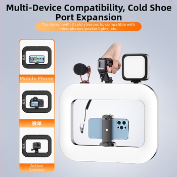 Rankinis LED žiedinis šviesos šaltinis su telefono laikikliu, YM-200, spalvų temperatūra 2500K-9900K, galia 10-50W, įtampa 5V