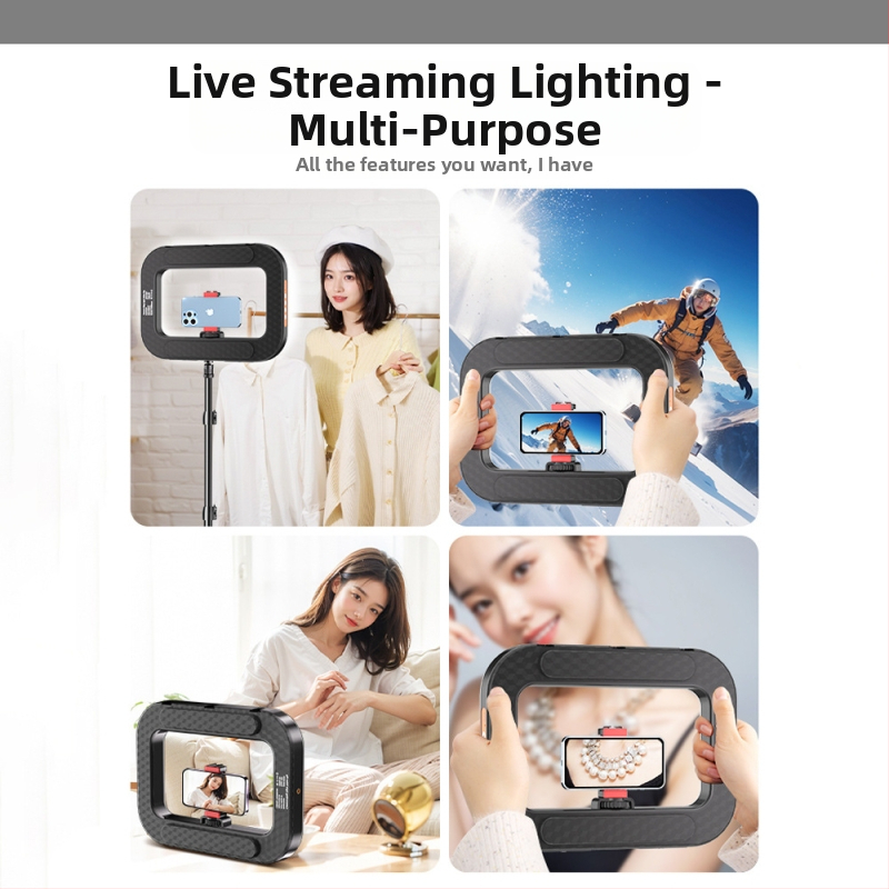 Prenosné LED prstencové svetlo s držiakom na telefón, YM-200, nastaviteľná teplota farieb 2500K-9900K, výkon 10-50W, napätie 5V