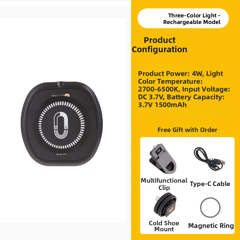 Magnetinė LED šviesa mobiliems telefonams, nešiojamas rankinis apšvietimas live ir selfie, 5W, įmontuota baterija, modelis W80RGB