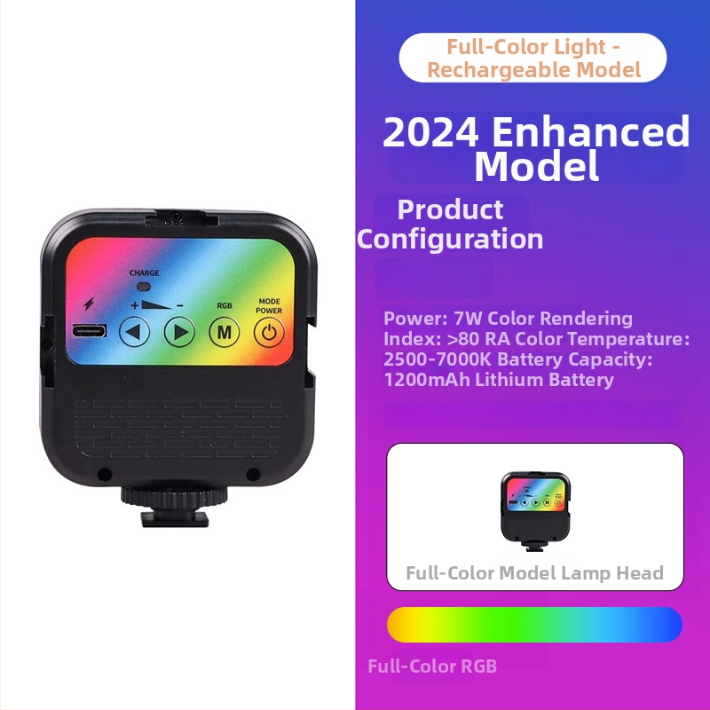 Magnetinė LED šviesa mobiliems telefonams, nešiojamas rankinis apšvietimas live ir selfie, 5W, įmontuota baterija, modelis W80RGB