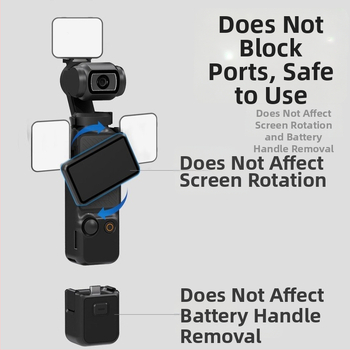 LED papildomasis apšvietimas DJI Pocket 3 (M01) – rankinis vlog apšvietimas, reguliuojama spalvos temperatūra 2500K-9900K, galia iki 10W, 5V