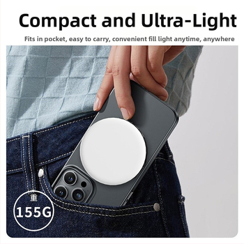 LED apšvietimas telefonui su magnetiniu laikikliu, nešiojamas su veidrodėliu, tinka gyvai transliacijai, nuotraukoms ir vaizdo įrašams