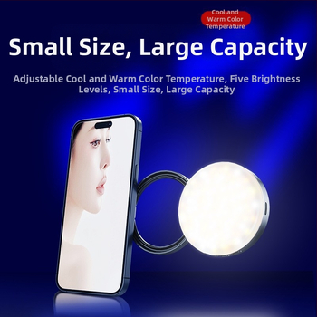 LED apšvietimas telefonui su magnetiniu laikikliu, nešiojamas su veidrodėliu, tinka gyvai transliacijai, nuotraukoms ir vaizdo įrašams