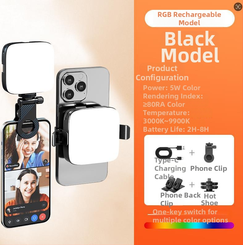 LED apšvietimas telefonui su magnetiniu laikikliu, nešiojamas su veidrodėliu, tinka gyvai transliacijai, nuotraukoms ir vaizdo įrašams