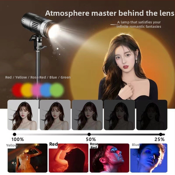 Nešiojama fotografavimo šviesa su COB šaltiniu, E27 kištukas, maitinimas 24V/3A, reguliuojamas šviesos stiprumas ir spalvos temperatūra