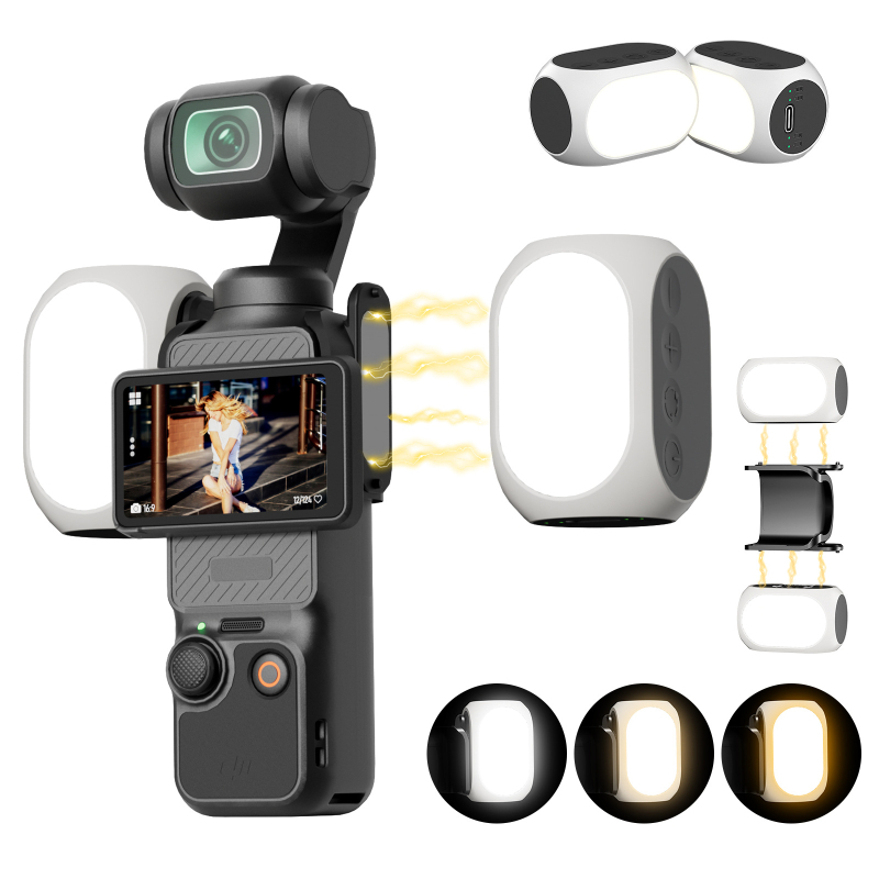 Pocket3 LED užpildymo šviesa DJI Pocket/Osmo Pocket — rankinė, nešiojama selfie šviesa su reguliuojama spalvų temperatūra 2500–9900K, iki 10W, 5V