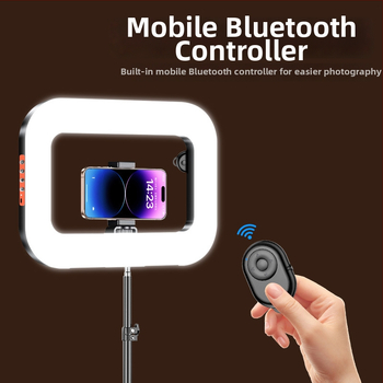 Nešiojama LED žiedinė šviesa mobiliuoju įrenginiu transliacijai gyvai, įdiegta baterija, 5V maitinimas, galia 10–50W