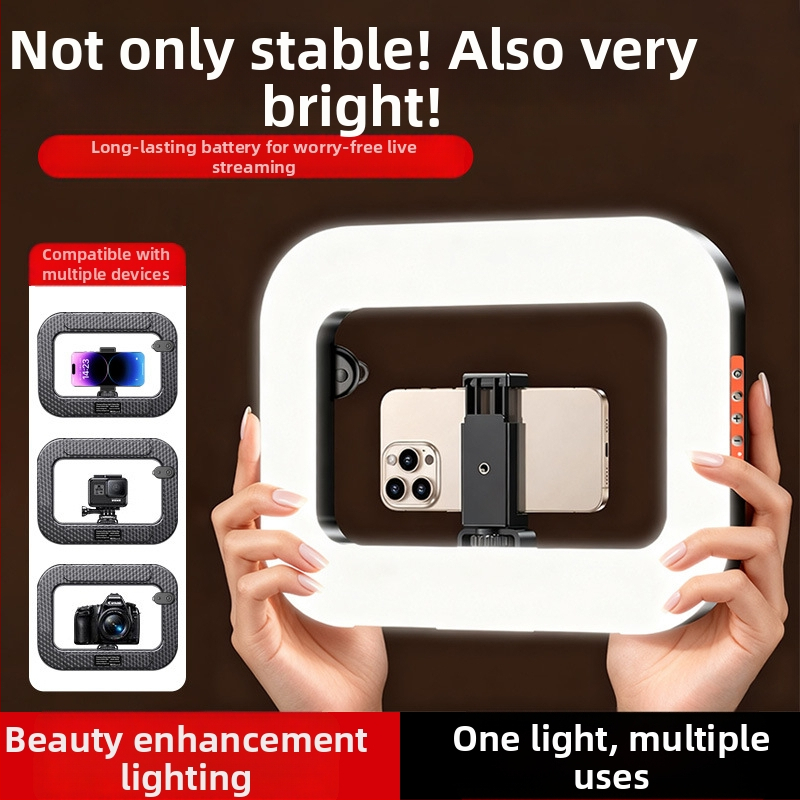 Nešiojama LED žiedinė šviesa mobiliuoju įrenginiu transliacijai gyvai, įdiegta baterija, 5V maitinimas, galia 10–50W