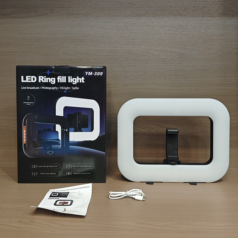 Nešiojama LED žiedinė šviesa mobiliuoju įrenginiu transliacijai gyvai, įdiegta baterija, 5V maitinimas, galia 10–50W