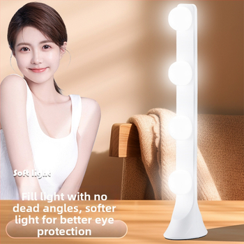 LED stalinis papildinimo šviesa su keturiais LED eilutėmis, 10W, įvestis 5V, staliniam naudojimui, trys spalvų temperatūros režimai, tiesioginės transliacijos, fotografavimas, vaizdo įrašų kūrimas ir makiažas