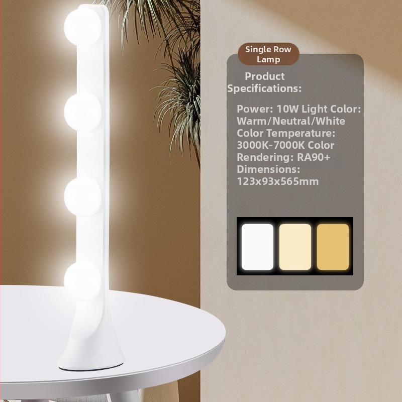 LED stalinis papildinimo šviesa su keturiais LED eilutėmis, 10W, įvestis 5V, staliniam naudojimui, trys spalvų temperatūros režimai, tiesioginės transliacijos, fotografavimas, vaizdo įrašų kūrimas ir makiažas
