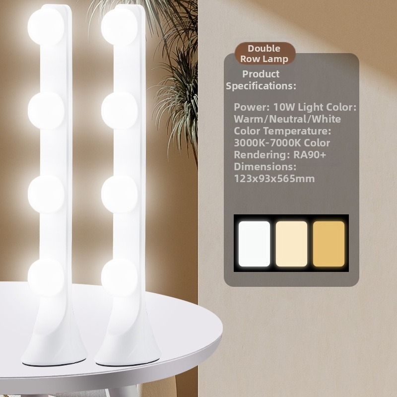 LED stalinis papildinimo šviesa su keturiais LED eilutėmis, 10W, įvestis 5V, staliniam naudojimui, trys spalvų temperatūros režimai, tiesioginės transliacijos, fotografavimas, vaizdo įrašų kūrimas ir makiažas