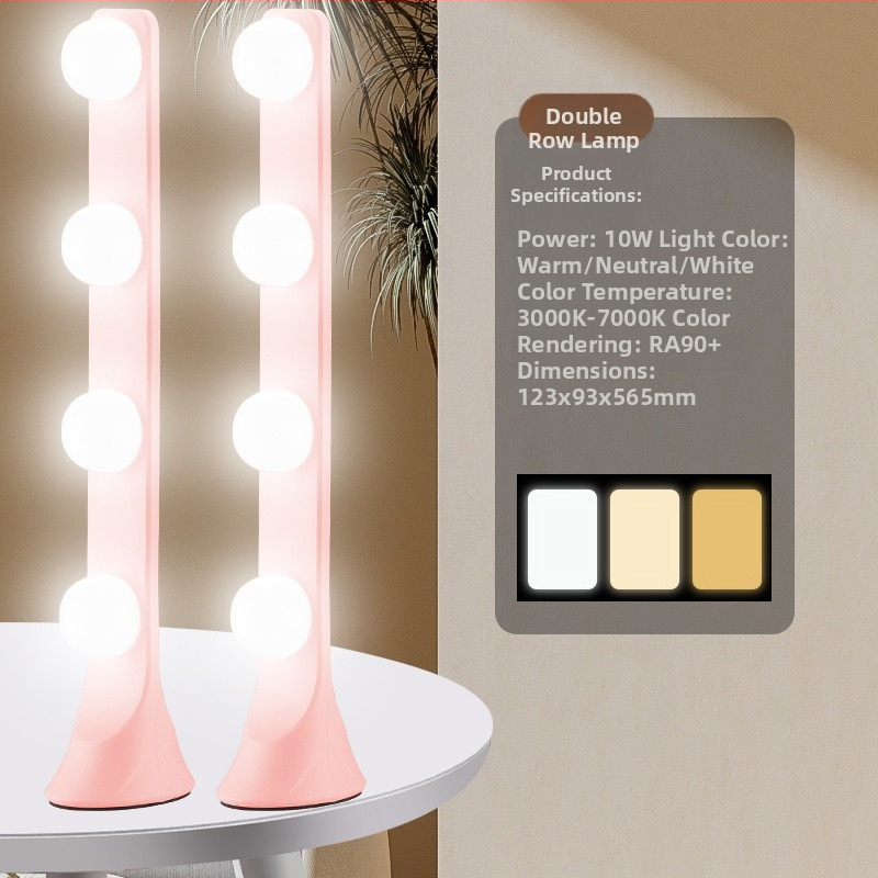 LED stalinis papildinimo šviesa su keturiais LED eilutėmis, 10W, įvestis 5V, staliniam naudojimui, trys spalvų temperatūros režimai, tiesioginės transliacijos, fotografavimas, vaizdo įrašų kūrimas ir makiažas