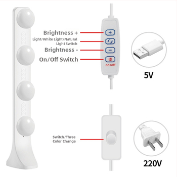 LED galda gaismas lampiņa tiešraidei ar trim krāsu temperatūrām, 10W, 220V, modeļi PD-55/PD-56/PD-67/PD-68