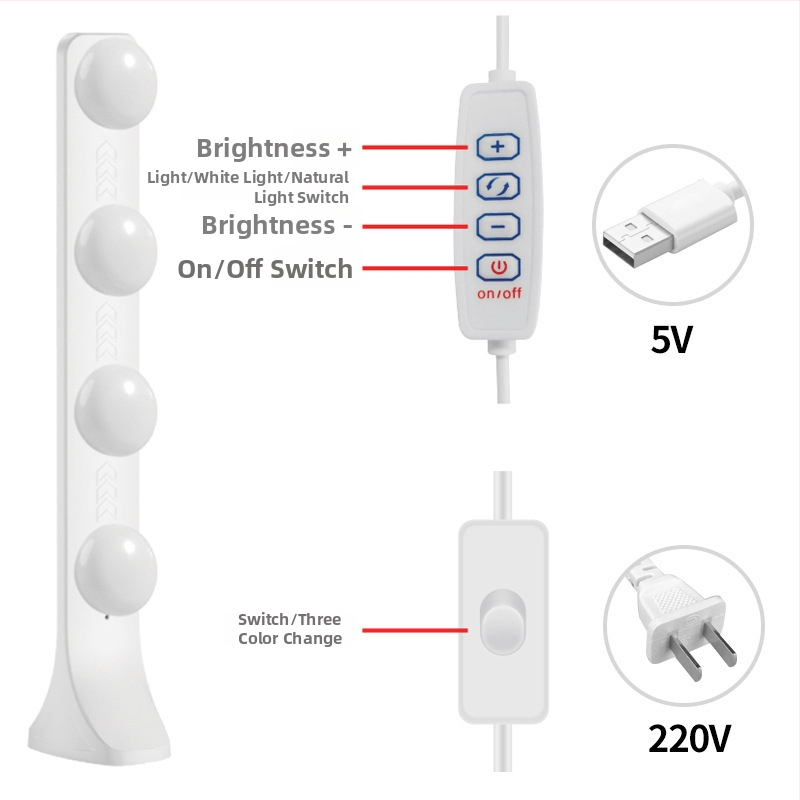 LED galda gaismas lampiņa tiešraidei ar trim krāsu temperatūrām, 10W, 220V, modeļi PD-55/PD-56/PD-67/PD-68