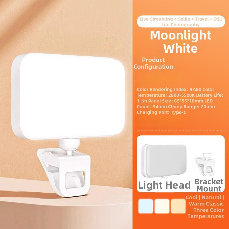 LED aizpildošā gaisma F6, rokas pārnēsājamā ar klipu, 4W, 5V, trīs krāsu temperatūras