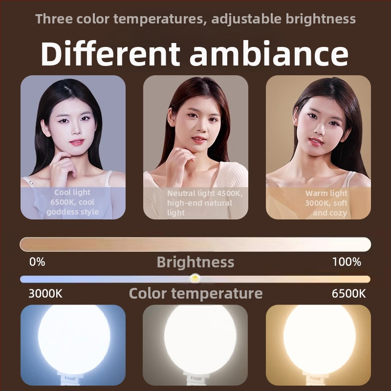 LED rasvjeta za selfie — prijenosna stolna rasvjeta s tri boje temperature, 3,5 W, 5V, Love yuling