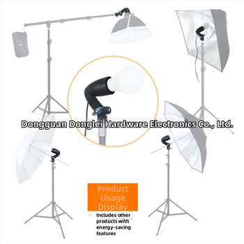 Fotografijos vienos lempos galva su E27 jungtimi, universali galva, atspindinčias skėtis, švelnus LED papildomas apšvietimas; ryškumas reguliuojamas; maitinimo šaltinis neįtrauktas