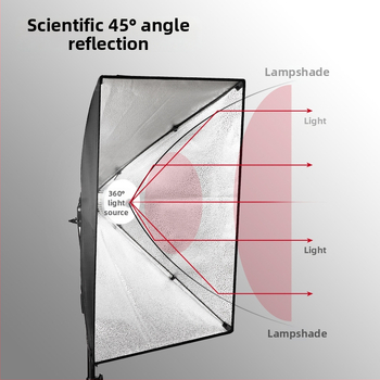 Fotografijos apšvietimo rinkinys tiesioginiam transliavimui su softboxu, E27 lempos laikiklis, 110–220V, nepriklausomas maitinimo šaltinis, ryškumo reguliavimas