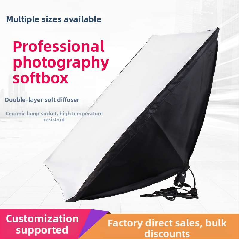 Fotografijos apšvietimo rinkinys tiesioginiam transliavimui su softboxu, E27 lempos laikiklis, 110–220V, nepriklausomas maitinimo šaltinis, ryškumo reguliavimas