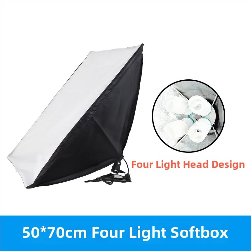 Fotografijos apšvietimo rinkinys tiesioginiam transliavimui su softboxu, E27 lempos laikiklis, 110–220V, nepriklausomas maitinimo šaltinis, ryškumo reguliavimas