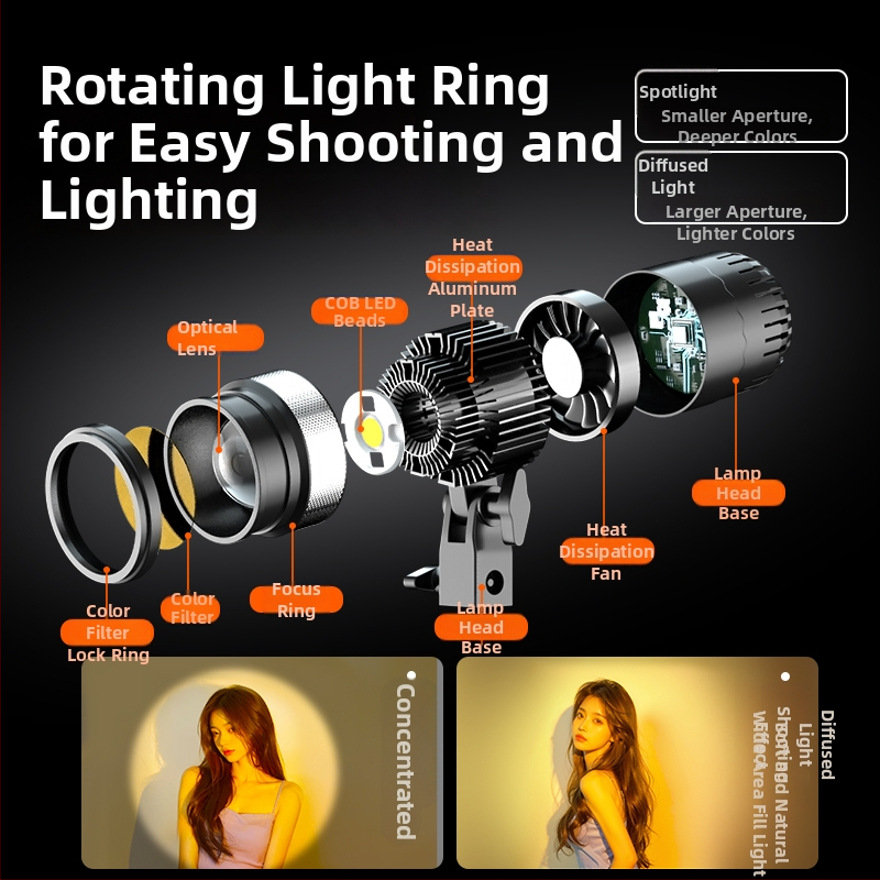 Digitálne fotografické svetlo Sinoni Hair lamp, 5500K, stmievateľné, nastaviteľná jasnosť