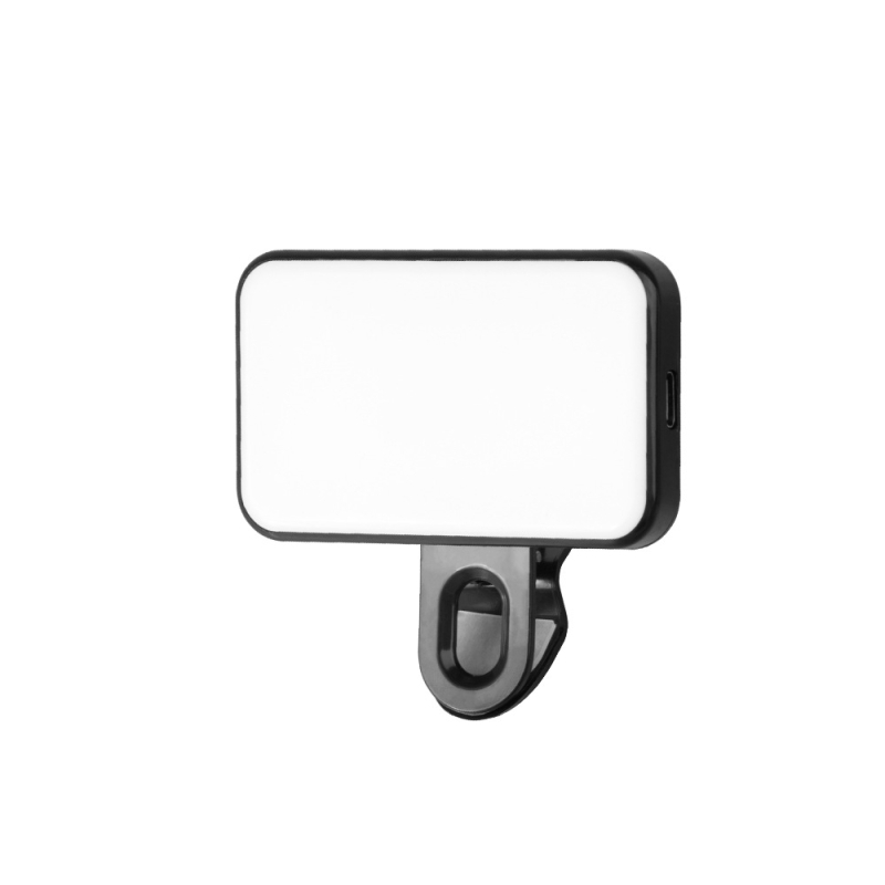LED papildomas šviesos su klipsine tvirtinimo sistema — reguliuojamas šviesos intensyvumas, 2500–9900K spalvos temperatūra, USB maitinimas iki 10W, tinkama mobiliesiems selfiams ir planšetinių vaizdo konferencijoms