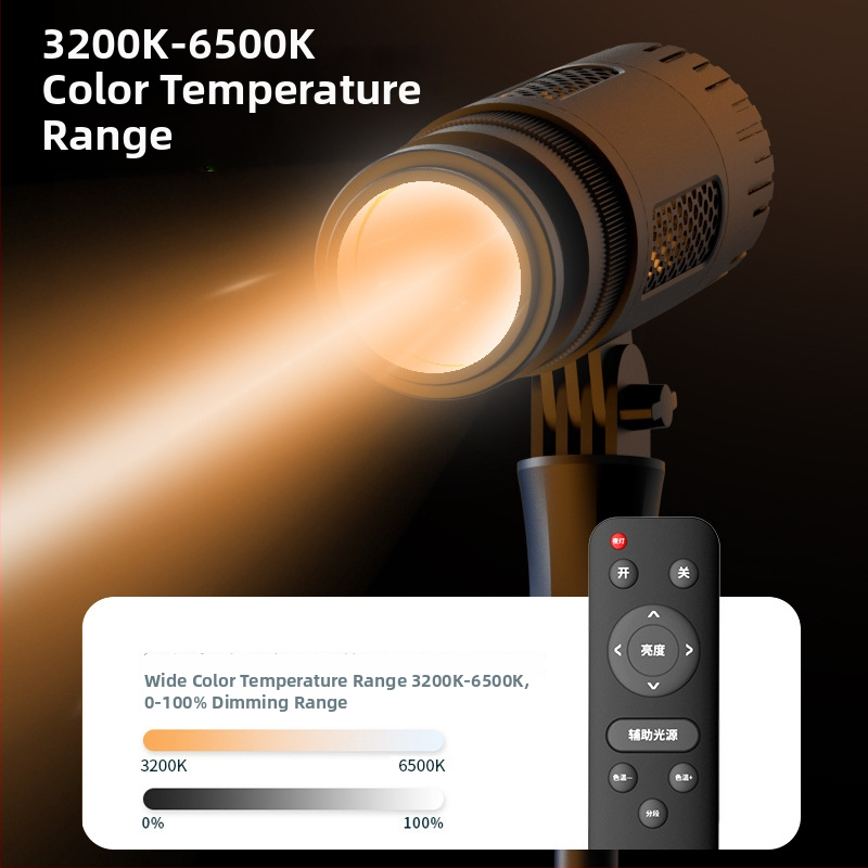 Prenosné svetlo na fotografovanie s COB zdrojom, zadné osvetlenie, 50W, 3000–6000K, dosah 10 m