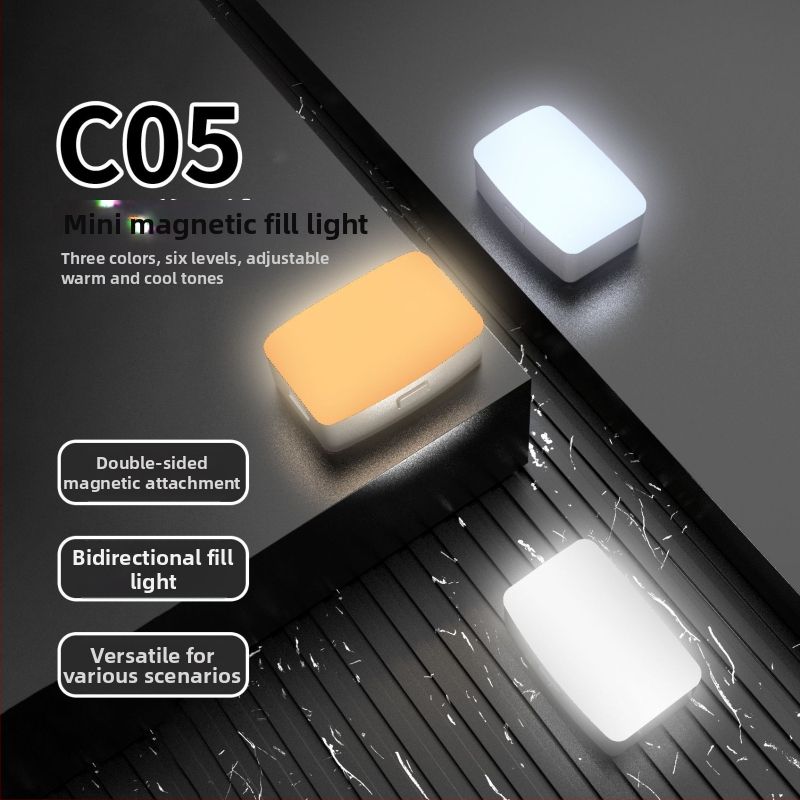 LED výplňové svetlo C05 s magnetickým uchytením, trojfarebná teplota, výkon <10W, 3,7V, stojanové fotenie