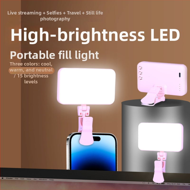 Kompakti LED papildomas apšvietimas, įkraunamas, rankinis, reguliuojamas ryškumas ir trijų spalvų temperatūrų