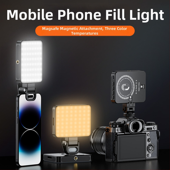 Mini papildomos šviesos magnetinis dizainas, kompakti nešiojama rankinė skirta tiesioginiams transliacijoms, selfiams ir lauko fotografavimui; trys šviesos temperatūros; 5V maitinimas