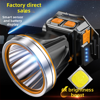 Lauko LED galvos žibintuvas – 10W, 2200mAh, rankinis įkrovimas, spindulys 200–500 m