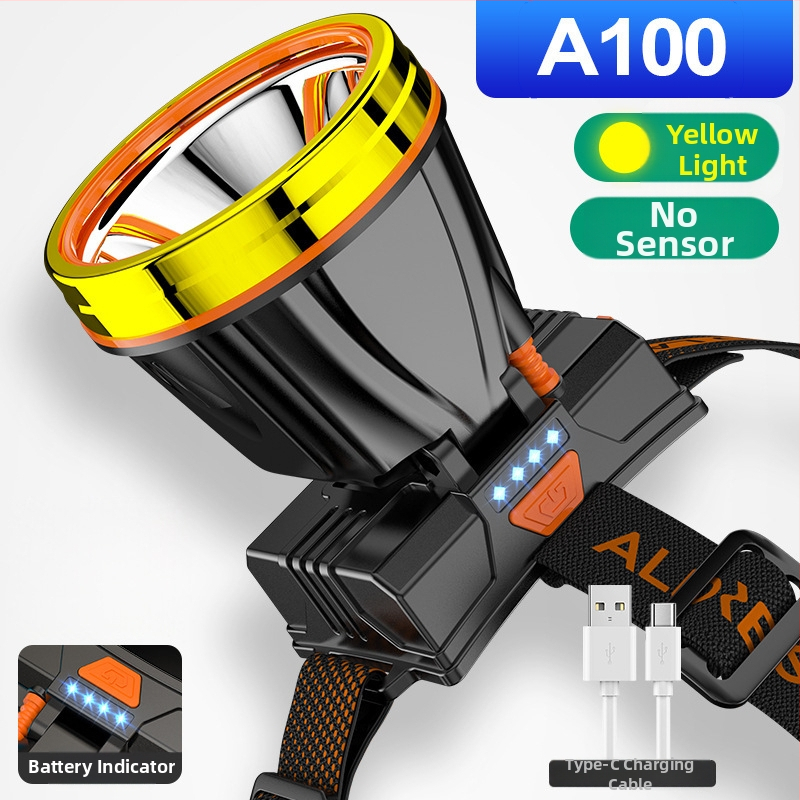 Lauko LED galvos žibintuvas – 10W, 2200mAh, rankinis įkrovimas, spindulys 200–500 m