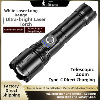 Kempingová svietidlo s nastaviteľným zoomom, núdzovým osvetlením, ručným nabíjaním a funkciou power bank, dosah 200-500 m