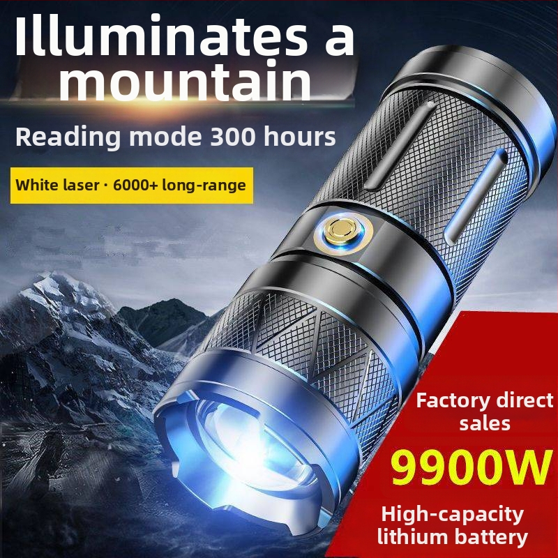 Fanar cu LED de înaltă luminozitate, reîncărcabil, zoom cu rază lungă, suport portabil pentru stilou laser