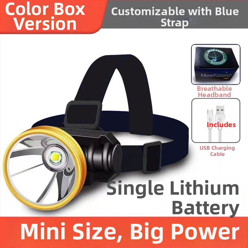 LED naktinės žvejybos galvos žibintu — USB įkrovimas, akumuliatoriaus talpa 800, galia 15, 360° sukimas, veikimo diapazonas 100–200 m