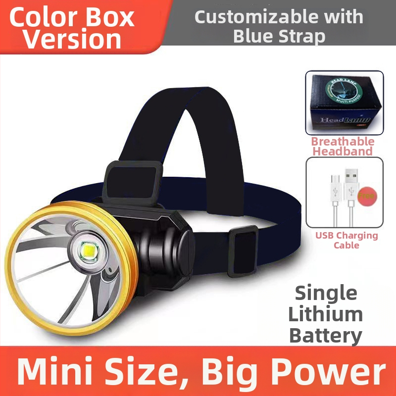 LED naktinės žvejybos galvos žibintu — USB įkrovimas, akumuliatoriaus talpa 800, galia 15, 360° sukimas, veikimo diapazonas 100–200 m