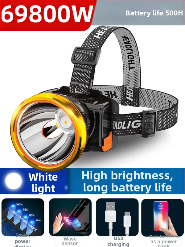 Nakties žvejybos galinė lempa, įkraunama, 1200mAh baterija, 10W LED, aliuminio lydinio korpusas, 200–500 m šviesos atstumas